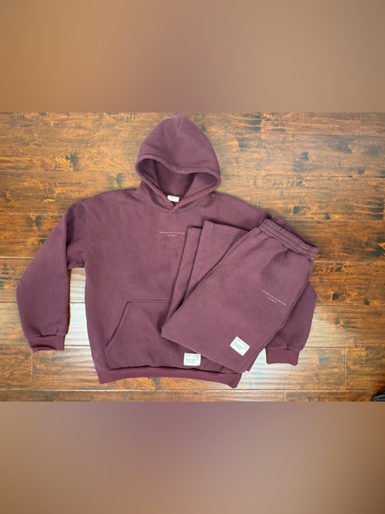 Comfrt Clothing Matching Set, 2XL, Burgundy Hoodie and Wide Leg Sweatpants Coord - Picture 2 of 11